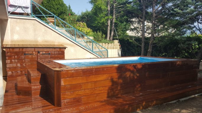 mini piscine avec bois exotique